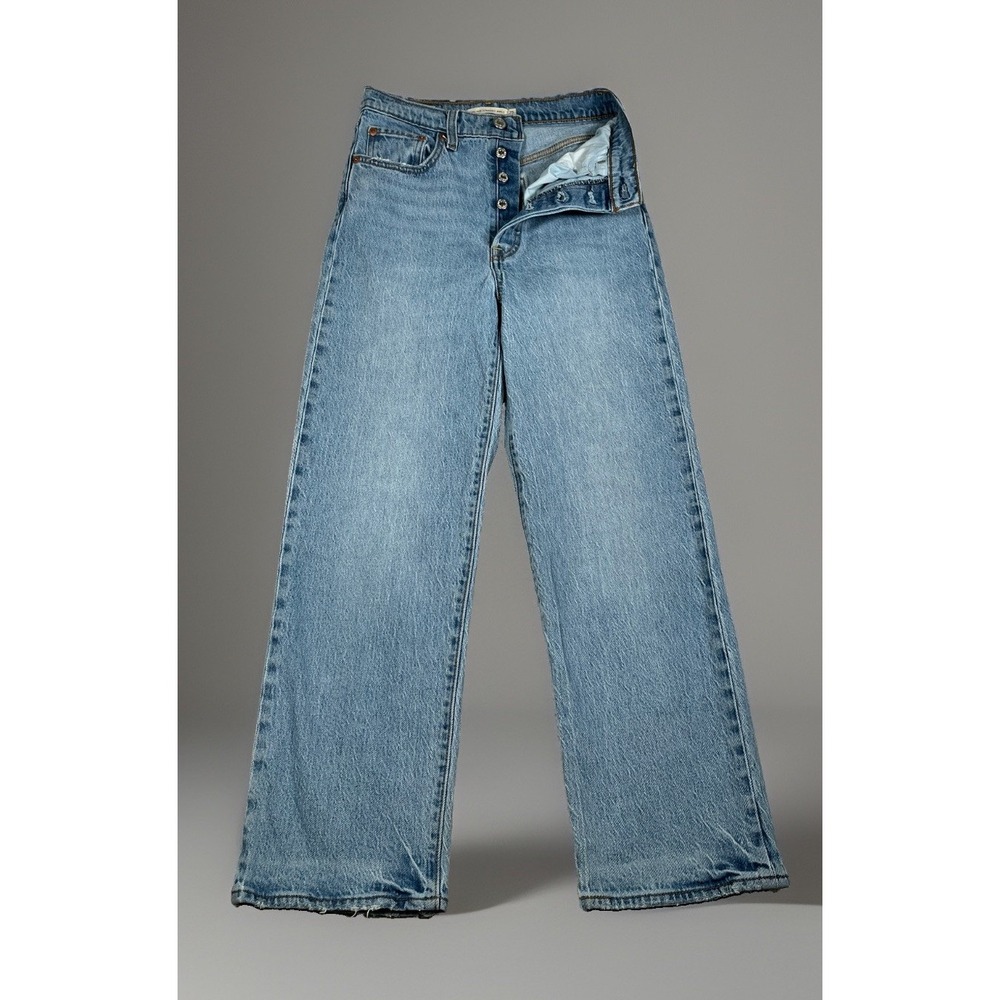 Levis Premium Women Ribcage Straight Ankle Jeans High Rise Stretch W25 L27 Light